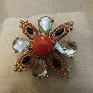 Stella & Dot Coral Maltese Brooch